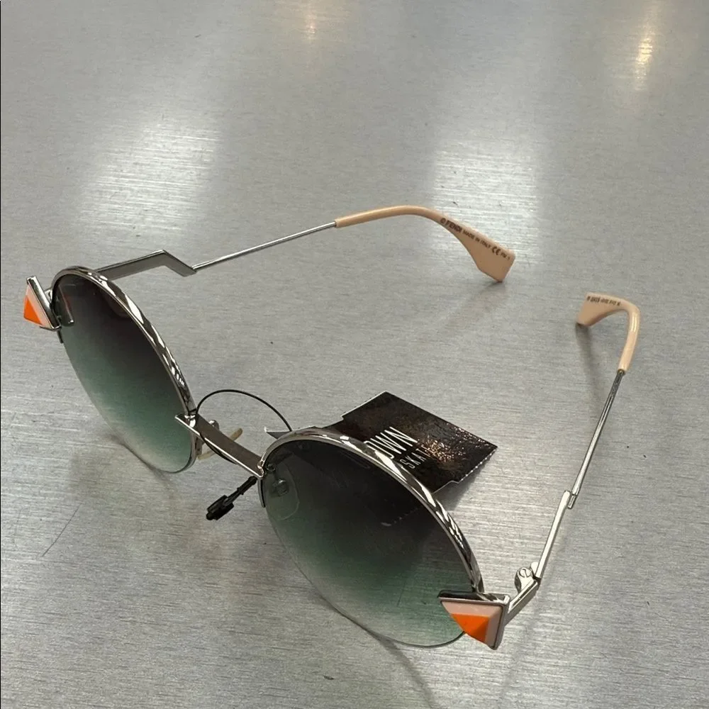 Fendi Silver and Orange Round Sunglasses